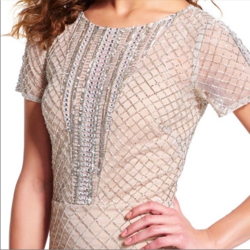 Adrianna papell sequin and beaded nude mermaid dress. Sz 6 - Picture 7 of 7